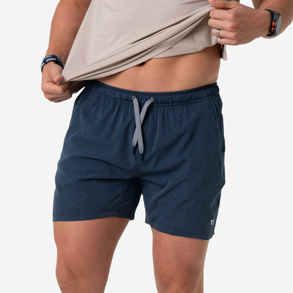 Burlebo Athletic Shorts Heather Navy - American Flag Liner