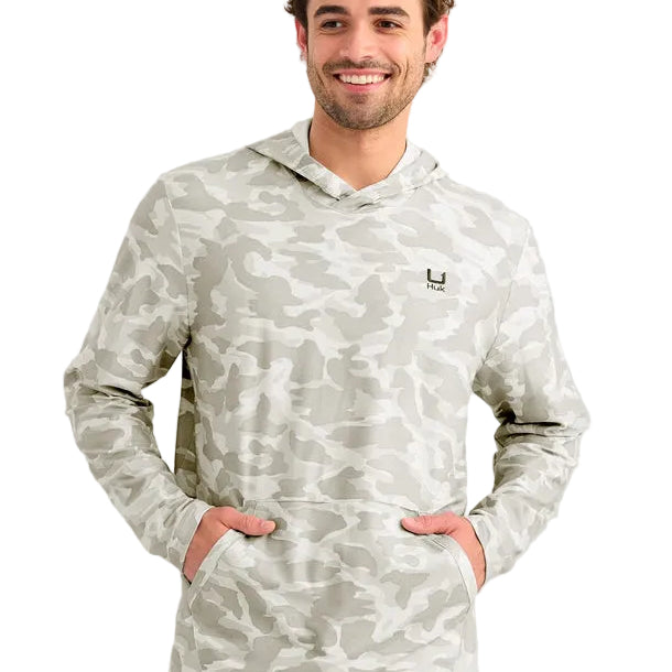 Huk Leeward Printed Fleece Hoodie Seagull Camo