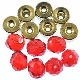 Top Brass Pro Ticker 10pk Brass Weight Red Beads