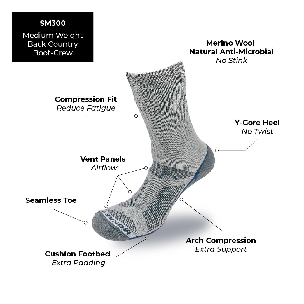 Fish Monkey Back Country Boot-Crew Merino Sock