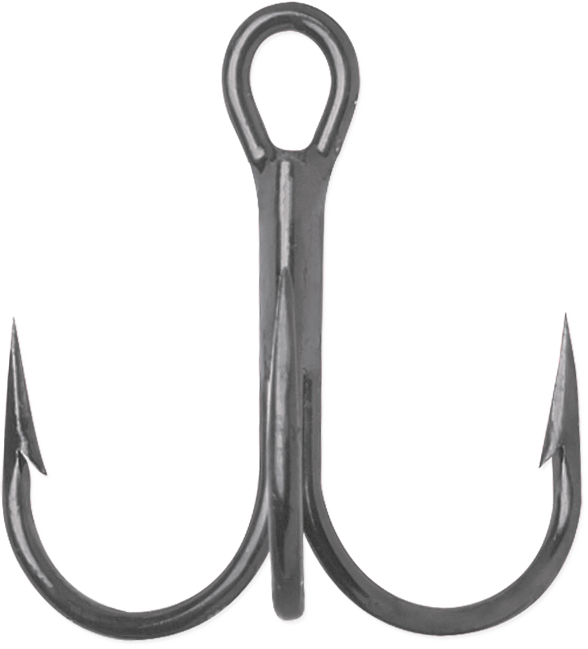 VMC Short Shank Round Bend 1X Treble Hooks 7pk Black Nickle