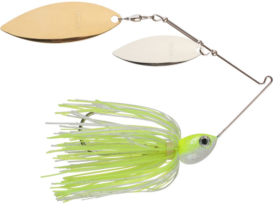 Santone Lures Pretender Double Willow Spinnerbait Chartreuse White - DBL Wil Slv Gld