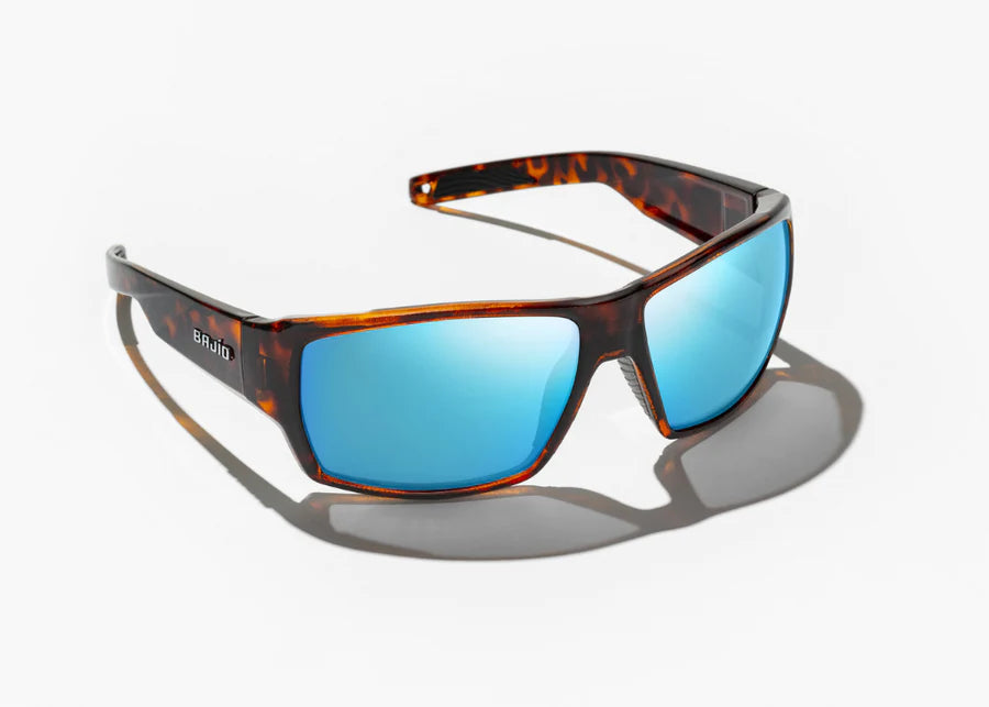 Bajio Vega Sunglasses Brown Tortoise Blue Mirror Glass