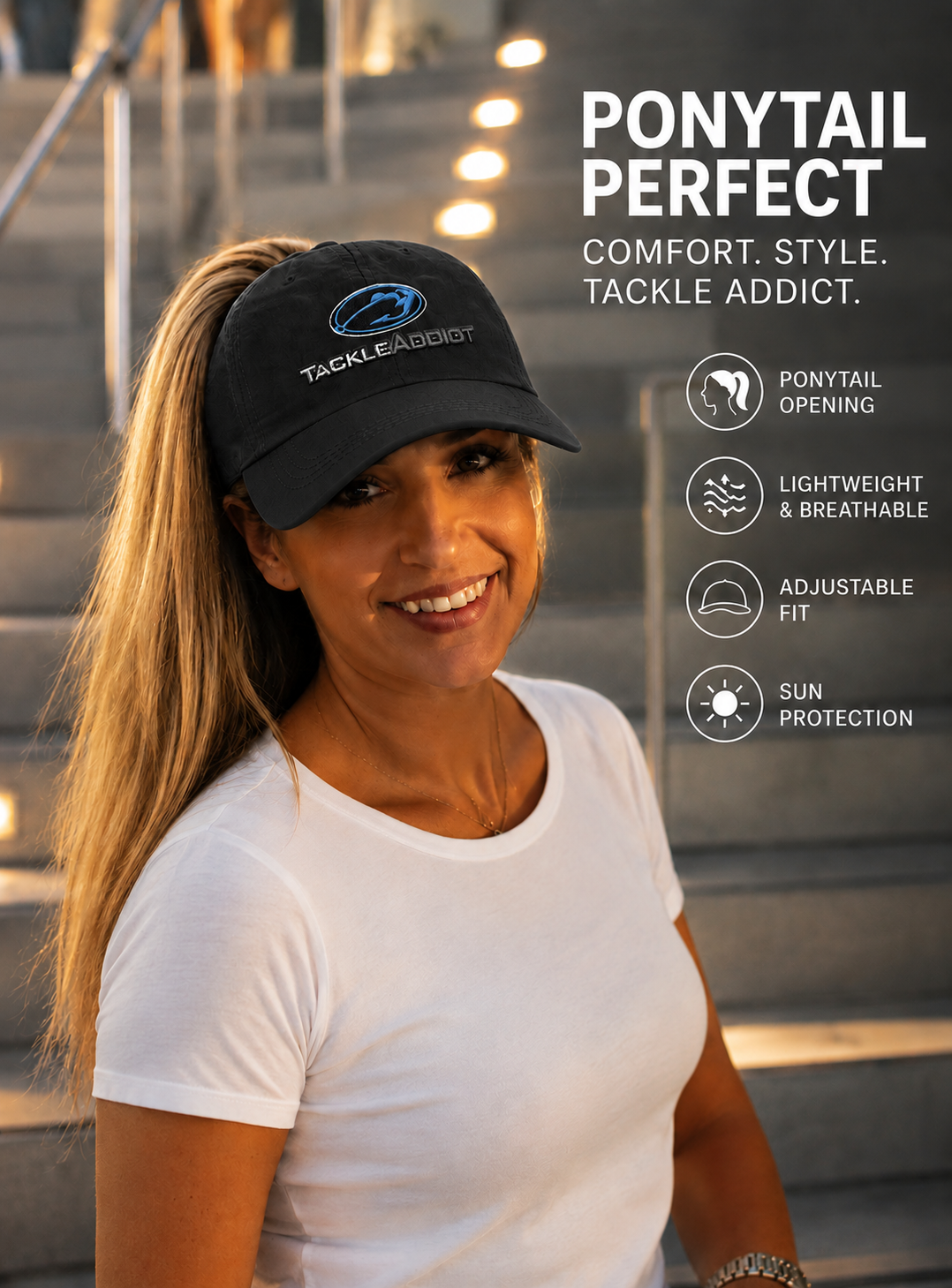 Women's Ponytail Hat Black