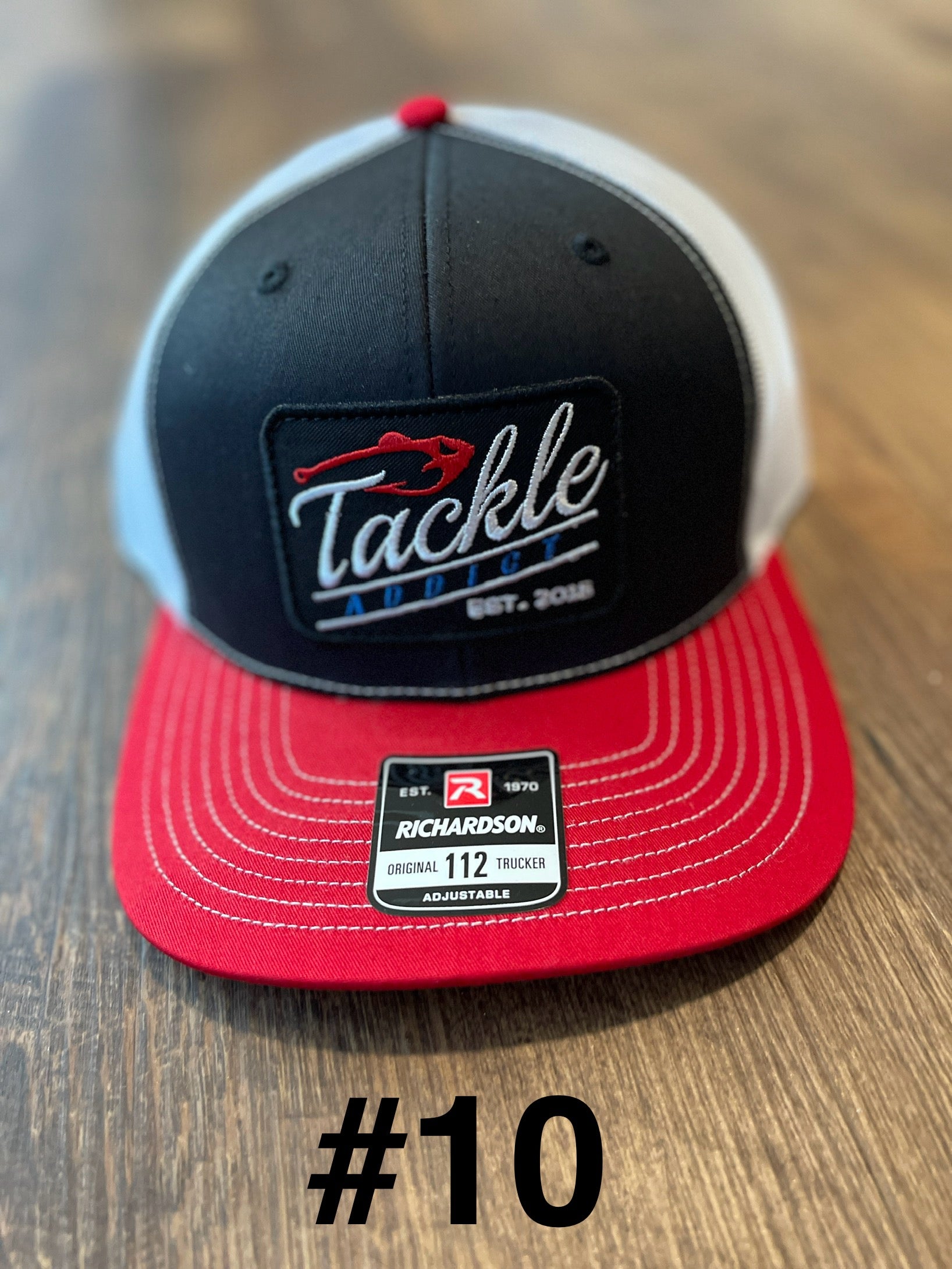 Tackle Addict Richardson 112 Patch Hats #10 - Red Blk White w Script Logo