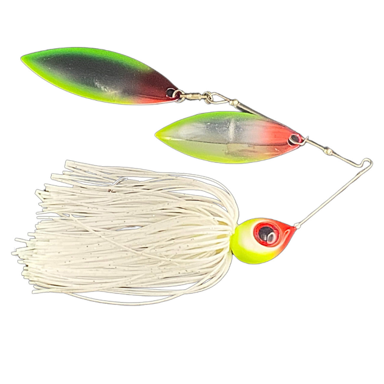 Head Hunter Nasty 50/50 Double Willow Spinnerbait Clown White Silver Glitter