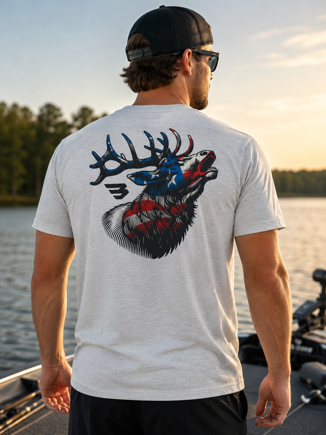 Burlebo Short Sleeve Tee American Elk - Ash Gray