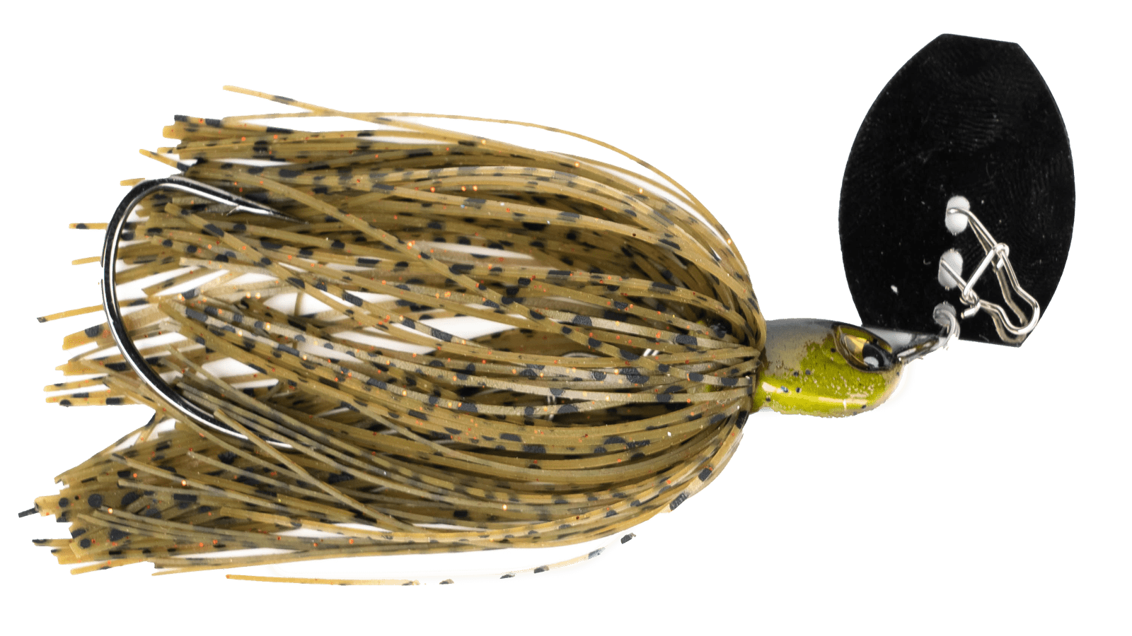 Weedless Vibrating Jig Green Pumpkin Red Flake