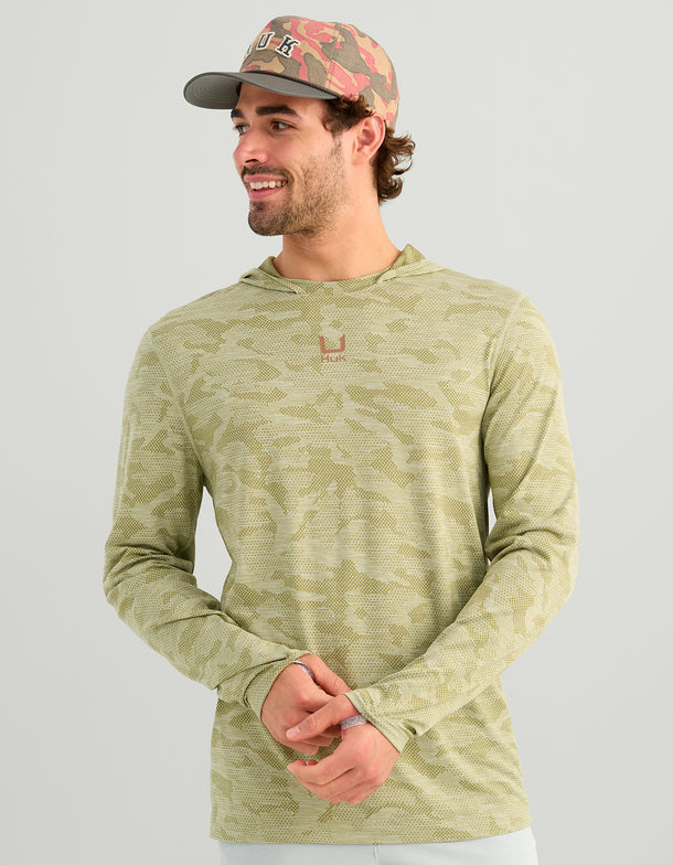 Huk A1A Pro Sun Hoodie Spanish Moss Camo