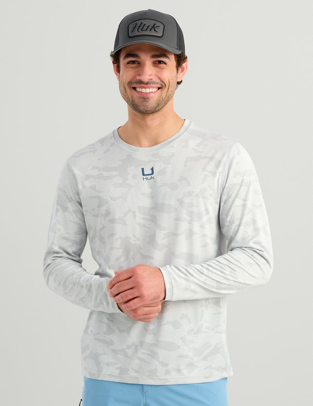 Huk A1A Pro Long Sleeve Crew Seagull Camo