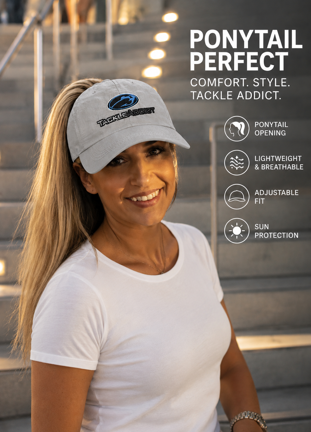 Women's Ponytail Hat Gray