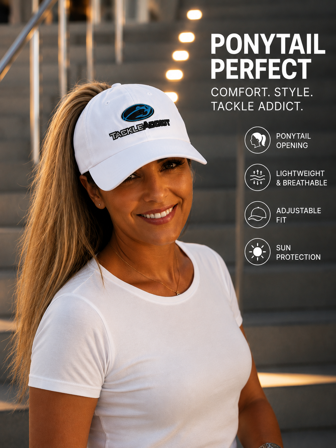 Women's Ponytail Hat White