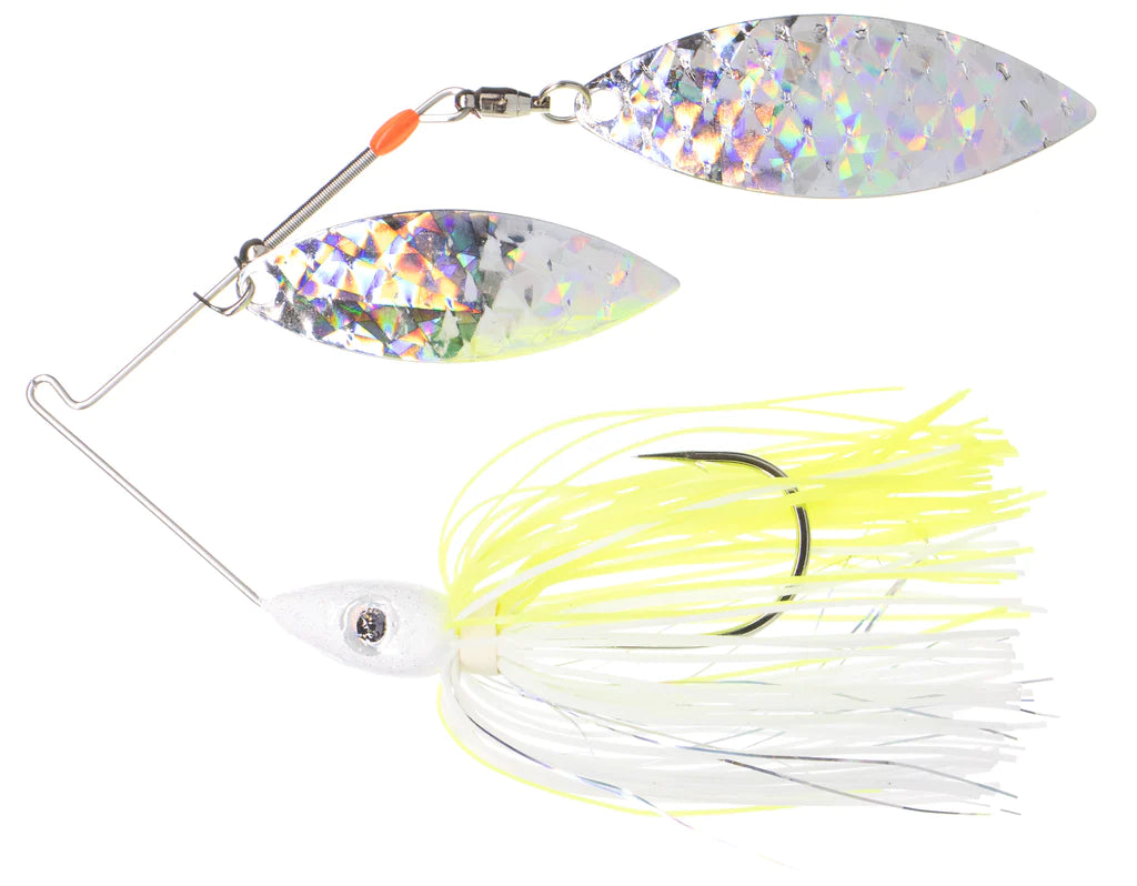 Pulsator Shattered Glass Spinnerbait White and Chartreuse Silver Glass 1 2oz
